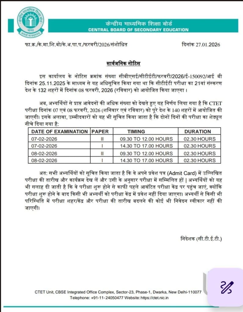 CTET Admit Card 2026 हुआ जारी, ऐसे करें तुरंत डाउनलोड CTET Exam 2026 Latest Update