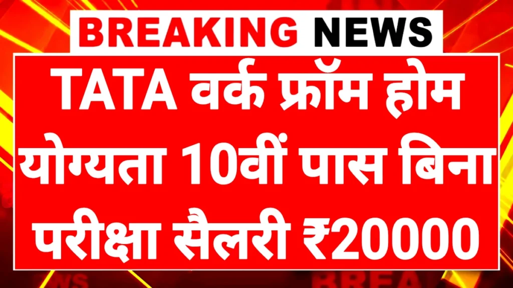 TATA वर्क फ्रॉम होम जॉब योग्यता 10वीं पास आवेदन शुरु सैलेरी ₹20000