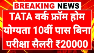TATA वर्क फ्रॉम होम जॉब योग्यता 10वीं पास आवेदन शुरु सैलेरी ₹20000