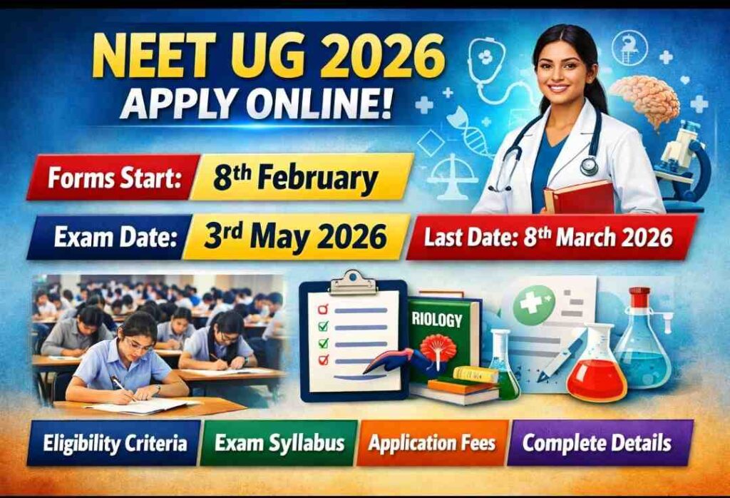 NEET UG 2026 Apply Online: आवेदन शुरू, 3 मई एग्जाम डेट घोषित, पूरी डिटेल यहां देखें