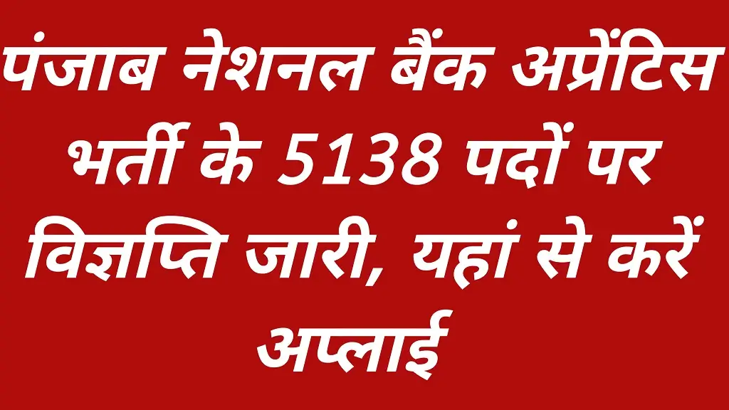 PNB Apprentice Bharti 2026 Notification: 5138 पदों पर भर्ती, ग्रेजुएट के लिए सुनहरा मौका – Apply Online