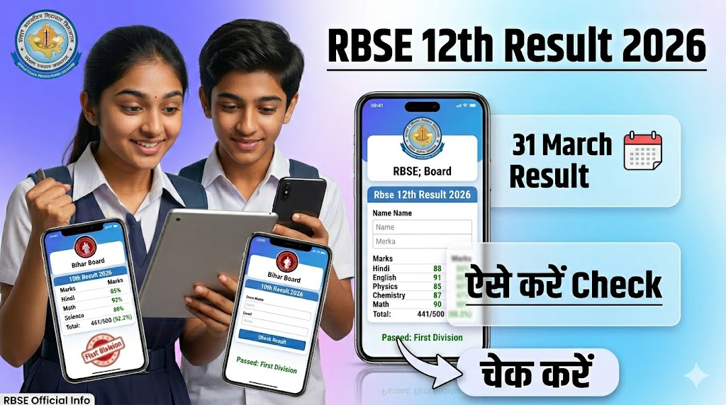 RBSE 12th Result 2026: राजस्थान बोर्ड 12वीं रिजल्ट 31 मार्च को जारी — Roll Number से ऐसे करें चेक 1 RBSE 12th Result 2026: राजस्थान बोर्ड 12वीं रिजल्ट 31 मार्च को जारी — Roll Number से ऐसे करें चेक