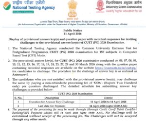 CUET PG 2026 Answer Key जारी | जल्दी से देखो कितने Answer हुए हैं सही