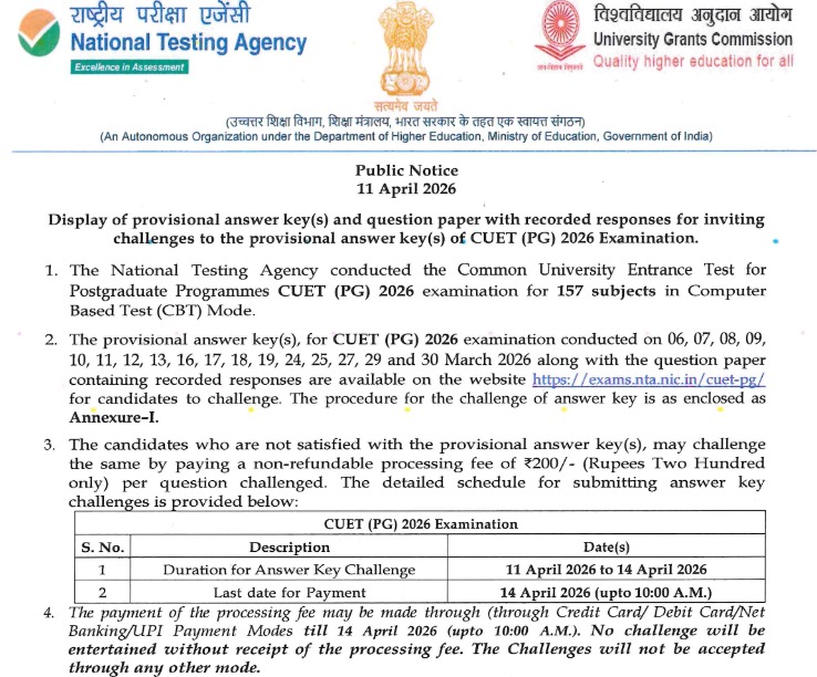 CUET PG 2026 Answer Key जारी | जल्दी से देखो कितने Answer हुए हैं सही