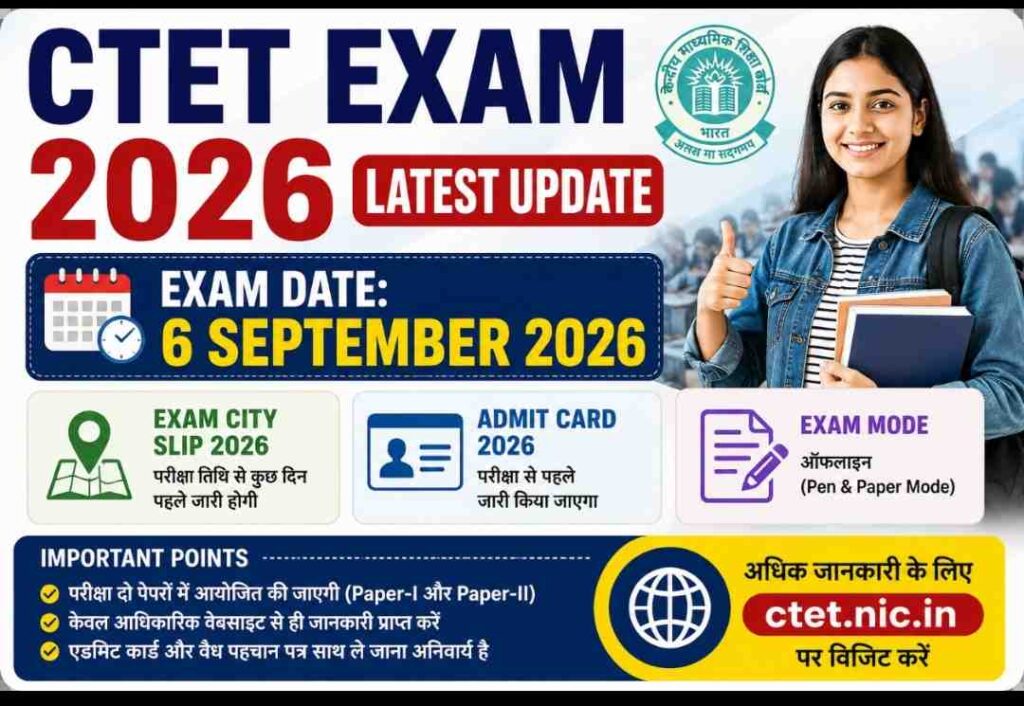 CTET 2026 Online Form Kaise Bhare? How to apply ctet online form 2026 in hindi 2 Ctet Exam Date September 2026