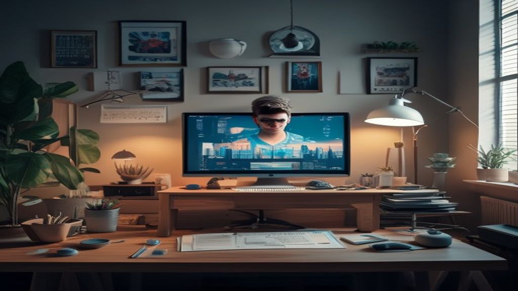 Create a cinematic, ultra-realistic featured image for a professional blog article. TOPIC: Earn money from home BLOG TITLE: Work From Home 2026: Ghar Baithe Paise Kamane Ke Asli Aur Practical Tarike V