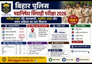 बिहार पुलिस मद्यनिषेध सिपाही परीक्षा 2026: परीक्षा शहर की जानकारी, एडमिट कार्ड और चयन प्रक्रिया का पूरा विवरण