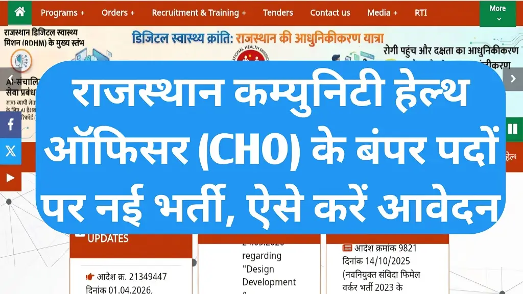 Rajasthan CHO Vacancy 2026: 1806 पदों पर नई भर्ती का रास्ता साफ, यहाँ देखें योग्यता और चयन प्रक्रिया की पूरी जानकारी